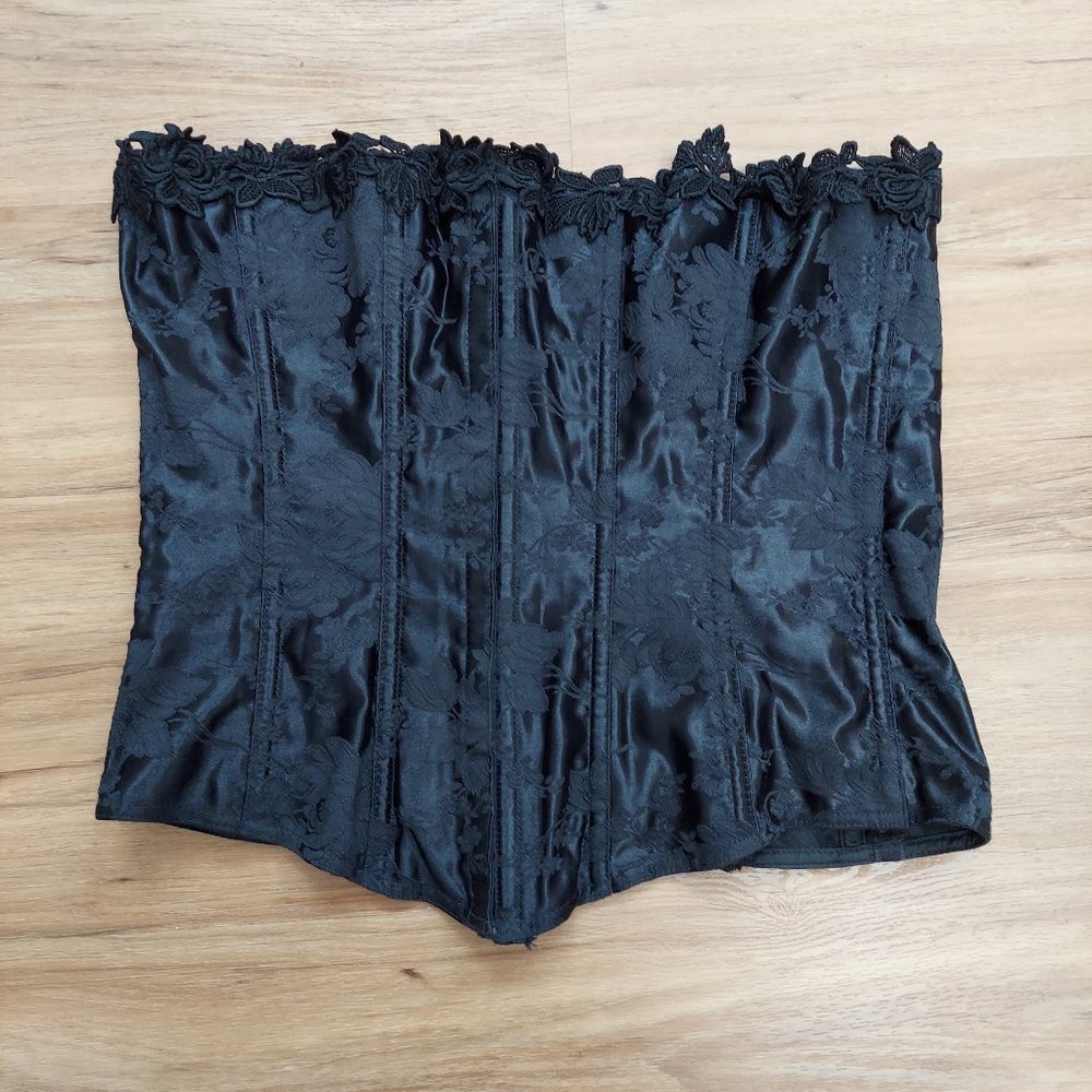 Vintage Black Floral Bustier